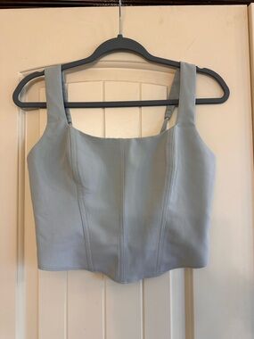 Light Blue-Green Structured Cropped Tank Top